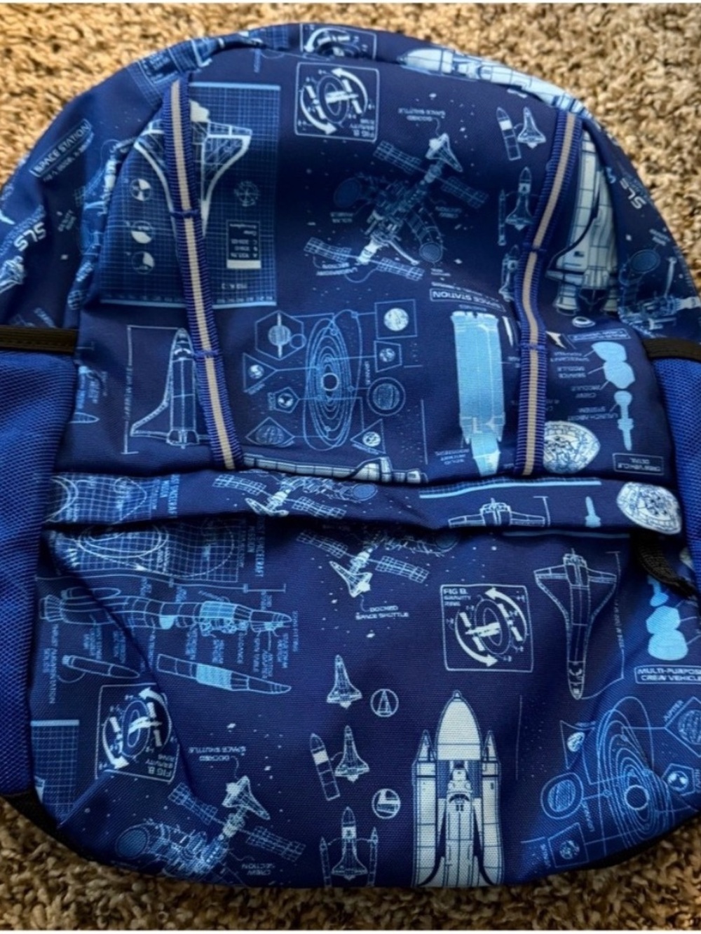 Lands' End Navy Blue Space-Print Backpack